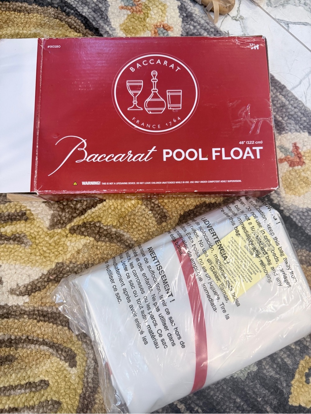 Baccarat Crystal Logo 48” Pool Float Swim Ring New in Package open box